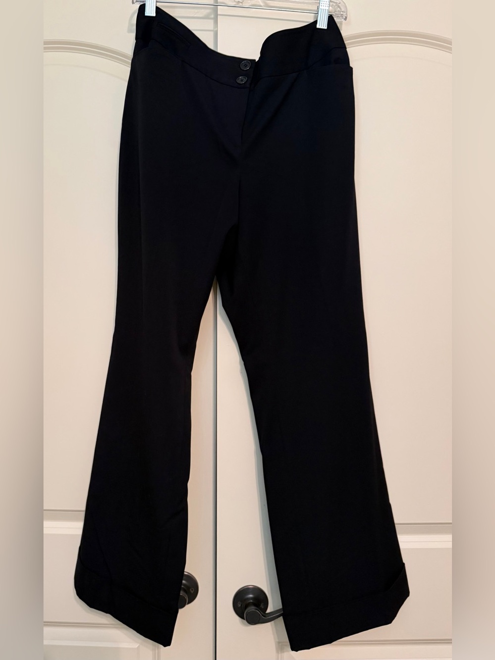 Ann Taylor Loft Black Women's Dress Trousers Wide Leg, Cuffed, Fully Lined